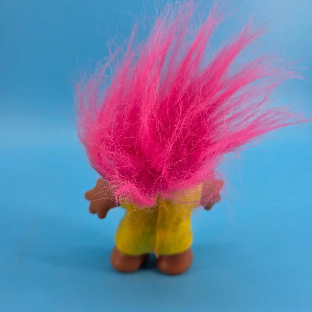 Vintage 1986 Dam Troll‎ Doll Pink Hair Yellow Outfit 3 inch Collectible Figure